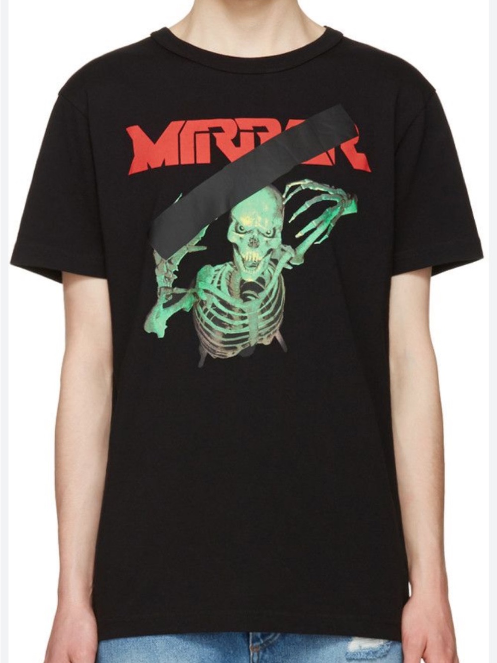 Off-White Virgil Abloh Skeleton Mirror Black Tee Shirt
